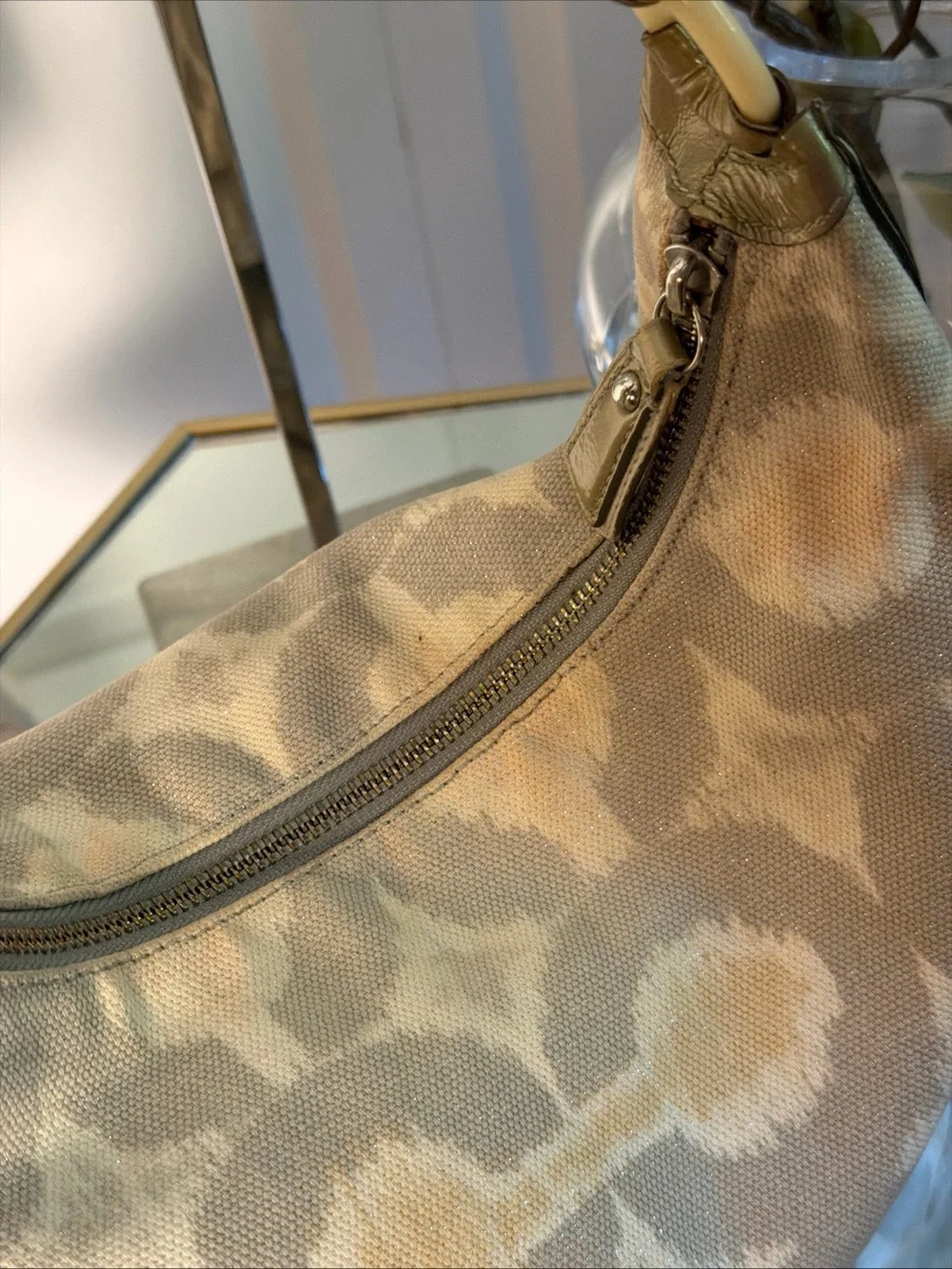 Coach Beige and Gold Patterned hobo Shoulder Bag